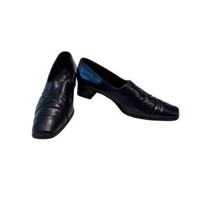 Paul Green Munchen womens black leather slip on heels size 4.5 SKU 7276